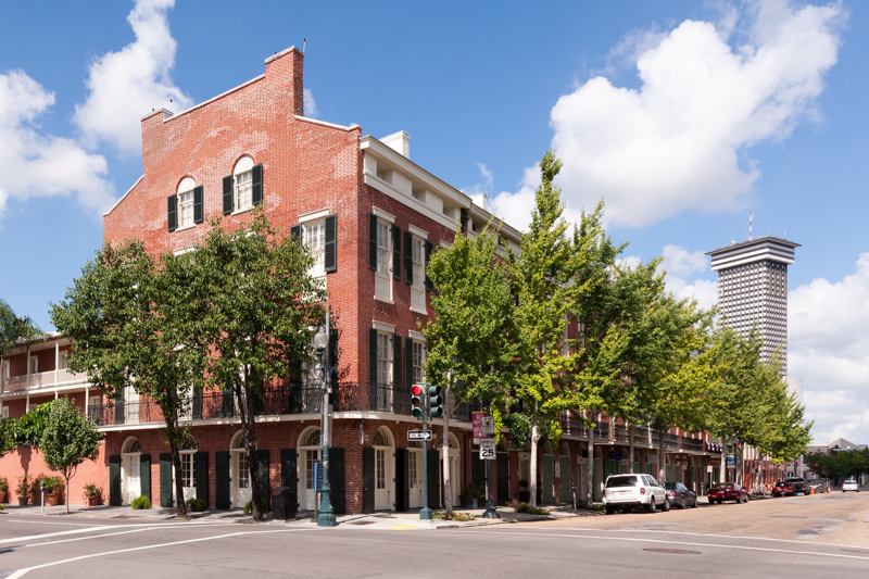 Julia row townhomes looking towards Plaza Tower